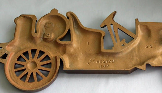 Antique Cast Metal Yellow Car. Wall Hanging Rustic Home Decoration. Ready to Hang. Made by Sexton, USA. - I Bought a Yard Sale