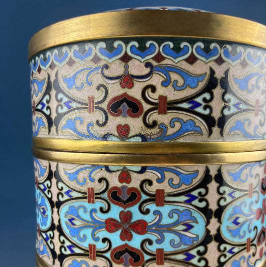 Antique Chinese Cloisonne Stackable Boxes. Set of 4 Bowls. Brass Trims. Food Carrier Trinket Storage. Ethnic Art. Asian Ethnic Home Decor. - I Bought a Yard Sale