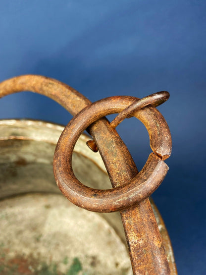 Antique Copper Cauldron. Large Hand Pounded Bucket with Wrought Iron Handle. Hand Hammered Fire Wood Scuttle. Rustic Home Decor. - I Bought a Yard Sale