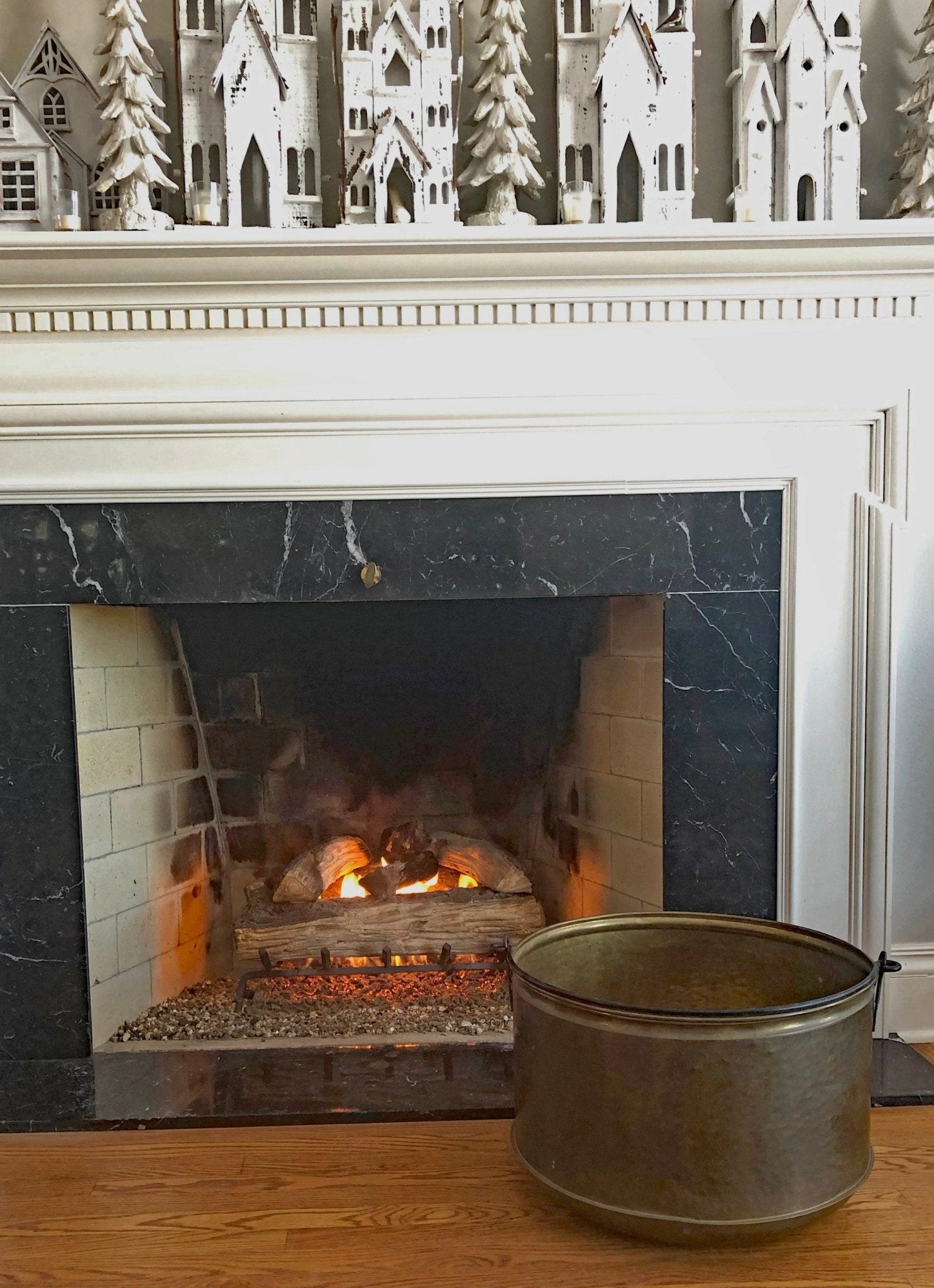 Antique Copper Cauldron with Brass Bottom & Ceramic Handles. Hand Hammered Scuttle for Firewood. Rustic Home Decor. - I Bought a Yard Sale