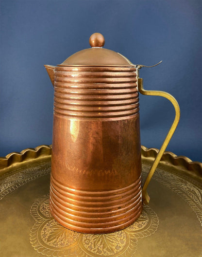 Antique Copper Pitcher and 4 Mugs. Revere Metal Ware, Rome, NY. Solid Copper with Brass Handle. Beer Mugs. Vintage Gifts for Him. - I Bought a Yard Sale