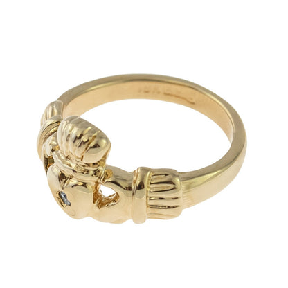 Antique Dainty Claddagh Ring Clear Swarovski Crystal 18k Irish Gold Womans Jewelry Claddagh Rings R3443 by PVD Vintage Jewelry - I Bought a Yard Sale