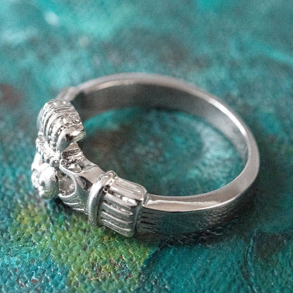 Antique Dainty Claddagh Ring Clear Swarovski Crystal 18k Irish Gold Womans Jewelry Claddagh Rings R3443 by PVD Vintage Jewelry - I Bought a Yard Sale