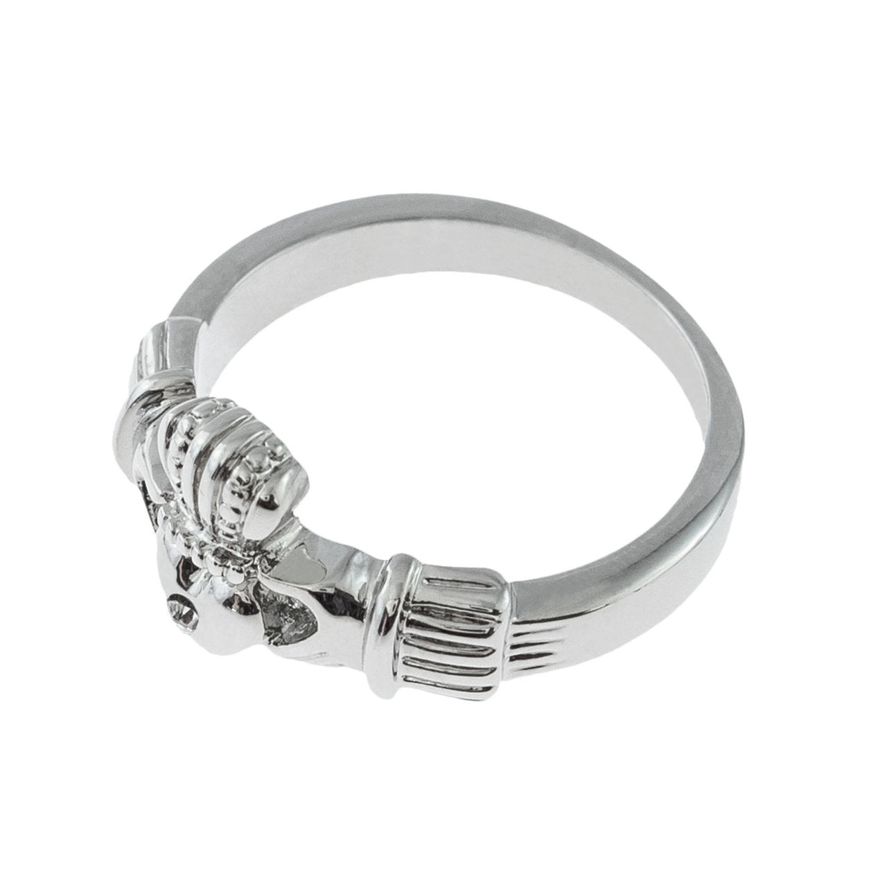 Antique Dainty Claddagh Ring Clear Swarovski Crystal 18k Irish Gold Womans Jewelry Claddagh Rings R3443 by PVD Vintage Jewelry - I Bought a Yard Sale