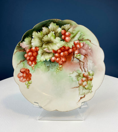 Antique Dessert Plate with Hand - Painted Strawberries. Hutschenreuther Porcelain, 1914. Modern Farmhouse, French Country. Collectible. - I Bought a Yard Sale