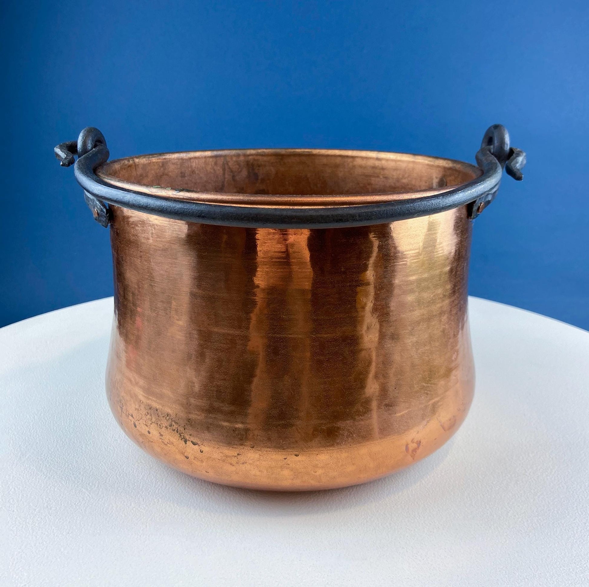 Antique Hand - Hammered Brass Bucket with Wrought Iron Handle: Rustic Farmhouse Decor - I Bought a Yard Sale