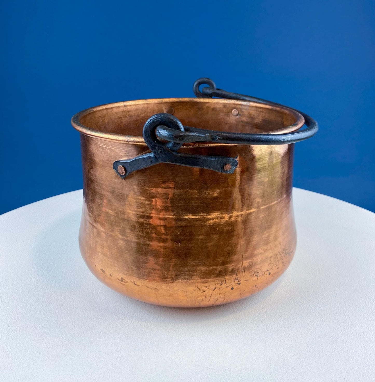 Antique Hand - Hammered Brass Bucket with Wrought Iron Handle: Rustic Farmhouse Decor - I Bought a Yard Sale