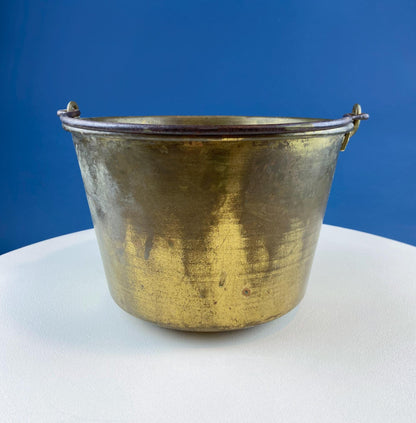 Antique Hand - Hammered Brass Bucket with Wrought Iron Handle: Rustic Farmhouse Decor - I Bought a Yard Sale