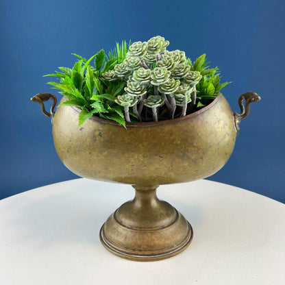 Antique Hand Hammered Brass & Copper Jardiniere Footed Flower Pot Vase. Herb Growing Container. Rustic Table Decor. 19th C Imperial Russia. - I Bought a Yard Sale