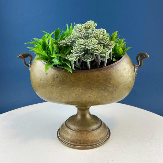 Antique Hand Hammered Brass & Copper Jardiniere Footed Flower Pot Vase. Herb Growing Container. Rustic Table Decor. 19th C Imperial Russia. - I Bought a Yard Sale