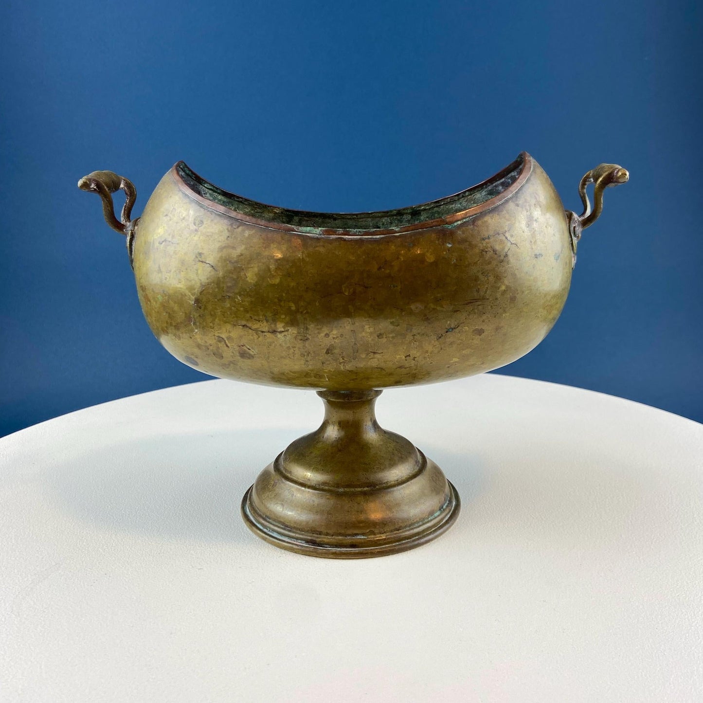 Antique Hand Hammered Brass & Copper Jardiniere Footed Flower Pot Vase. Herb Growing Container. Rustic Table Decor. 19th C Imperial Russia. - I Bought a Yard Sale