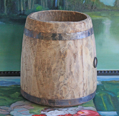 Antique Hand Made Wood Barrel for Rustic Home Decor - I Bought a Yard Sale