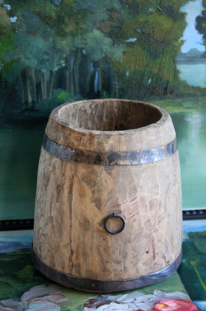 Antique Hand Made Wood Barrel for Rustic Home Decor - I Bought a Yard Sale