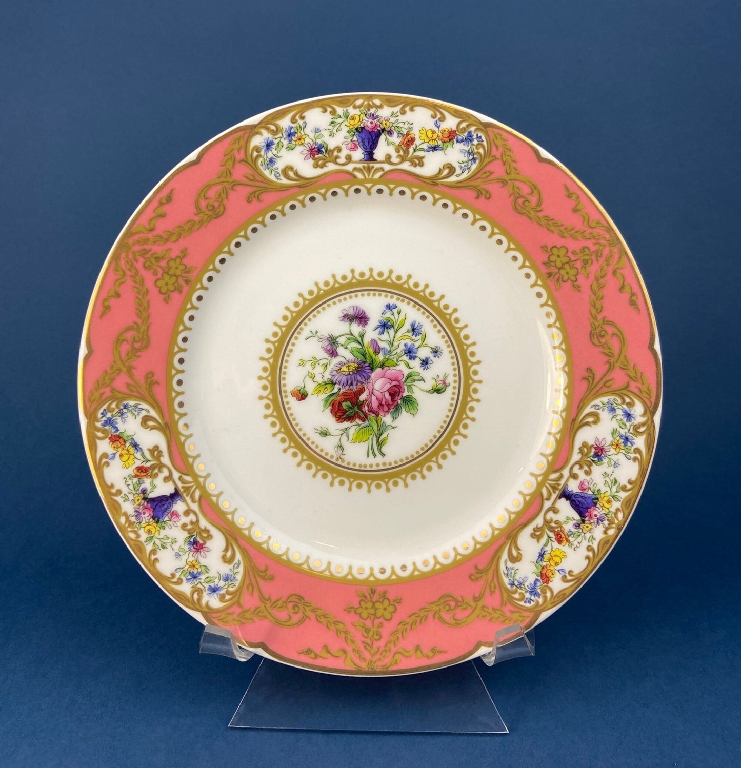 Antique Hand Painted Serving Plate with Gold Lattice. Porcelain Platter with Wild Flowers Motif. - I Bought a Yard Sale