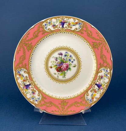 Antique Hand Painted Serving Plate with Gold Lattice. Porcelain Platter with Wild Flowers Motif. - I Bought a Yard Sale