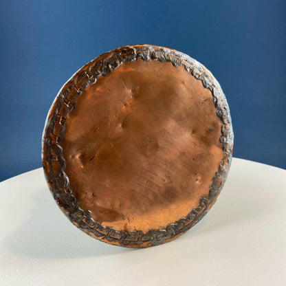 Antique Hand Pounded Copper & Tin Pail Storage Container or Vase with Lid and Brass Handle. Embossed Floral Folk Motif. Ethnic Home Decor. - I Bought a Yard Sale