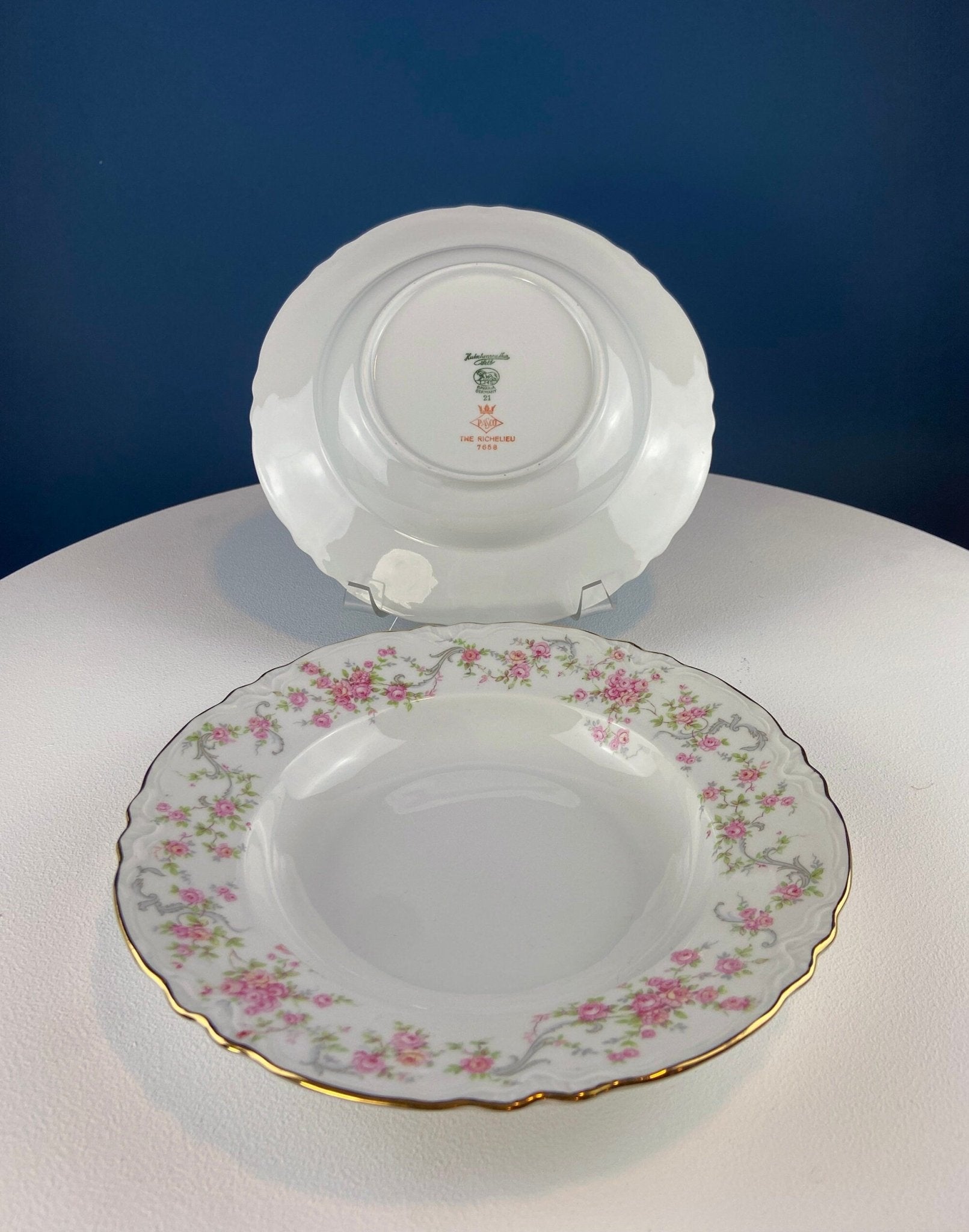 Antique Hutschenreuther Porcelain Soup Plates. Set of 12, Richelieu Rose Garlands Motif. Wedding Gift Idea. Fine Dining. Modern Farmhouse. - I Bought a Yard Sale