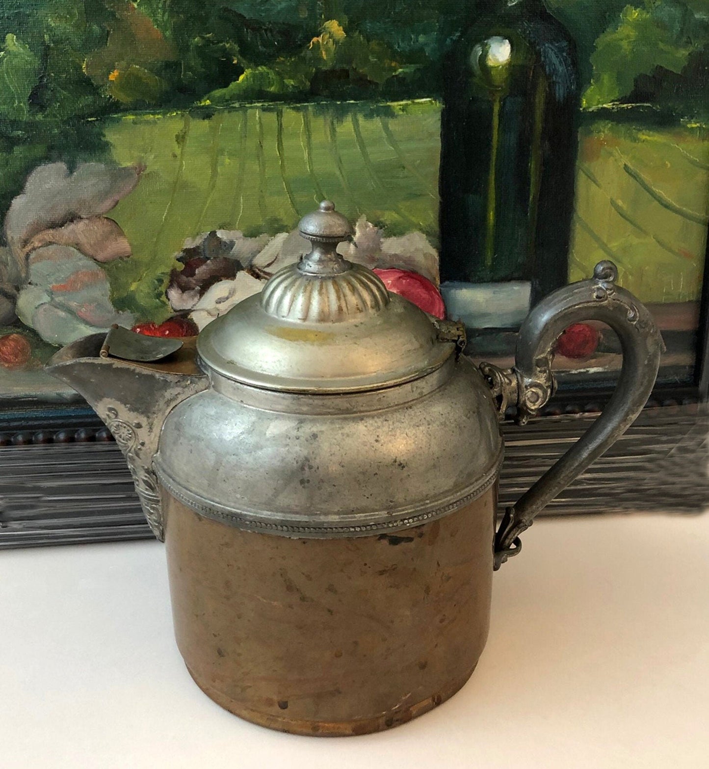 Antique Iron Kettle with Brass Cover. Old English, Heavy Kettle. No 1, J&J Siddons, Westbromwich, 4 pints. - I Bought a Yard Sale