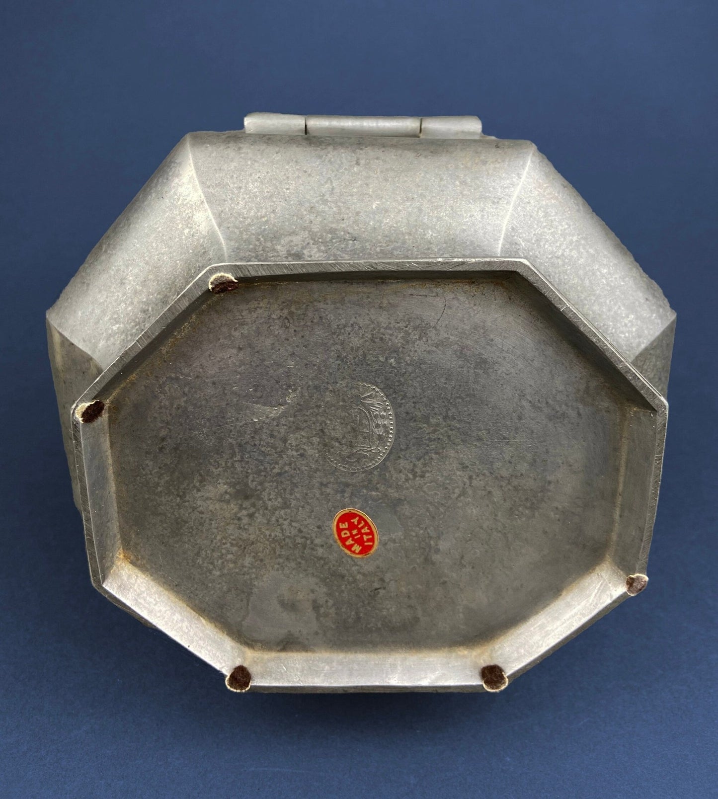 Antique Italian Pewter Box with Hinged Lid. Large Pewter Bowl Made in Italy. Trinket or Jewelry Box. - I Bought a Yard Sale