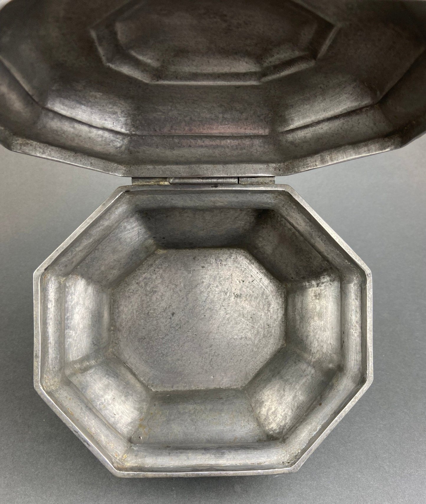 Antique Italian Pewter Box with Hinged Lid. Large Pewter Bowl Made in Italy. Trinket or Jewelry Box. - I Bought a Yard Sale