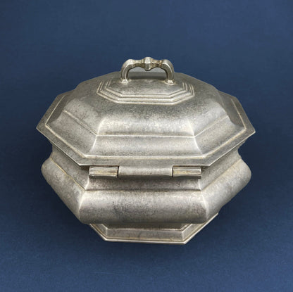 Antique Italian Pewter Box with Hinged Lid. Large Pewter Bowl Made in Italy. Trinket or Jewelry Box. - I Bought a Yard Sale