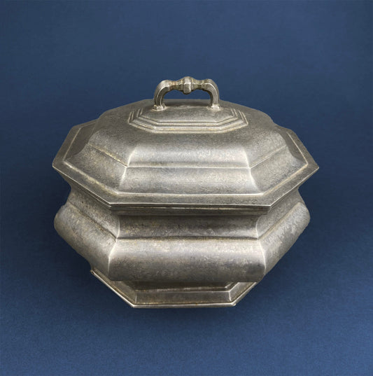 Antique Italian Pewter Box with Hinged Lid. Large Pewter Bowl Made in Italy. Trinket or Jewelry Box. - I Bought a Yard Sale