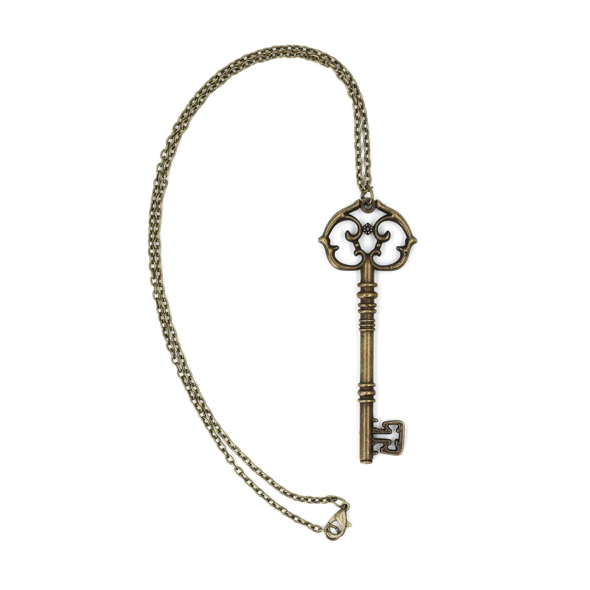 Antique Key Pendant Necklace in Gift Box (Aged Brass Tone or Silver) by The Bullish Store - I Bought a Yard Sale