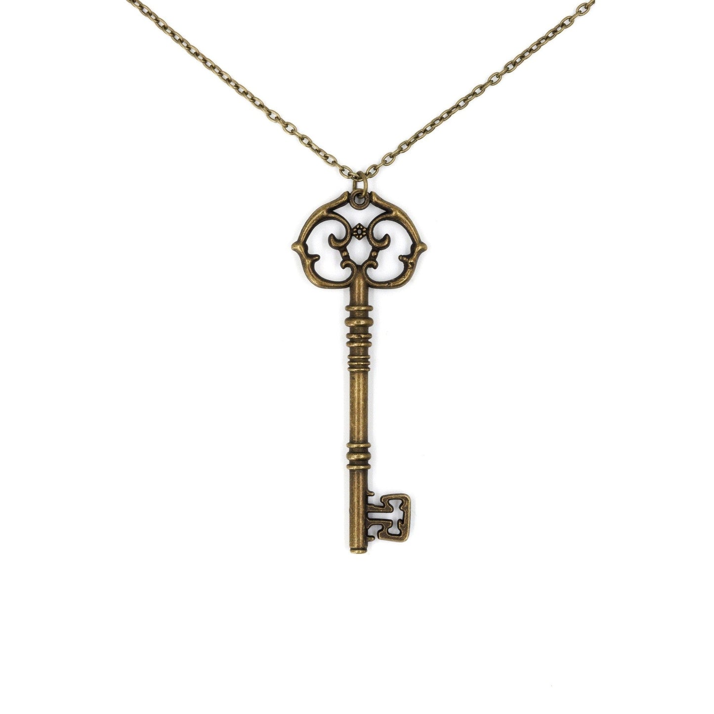 Antique Key Pendant Necklace in Gift Box (Aged Brass Tone or Silver) by The Bullish Store - I Bought a Yard Sale