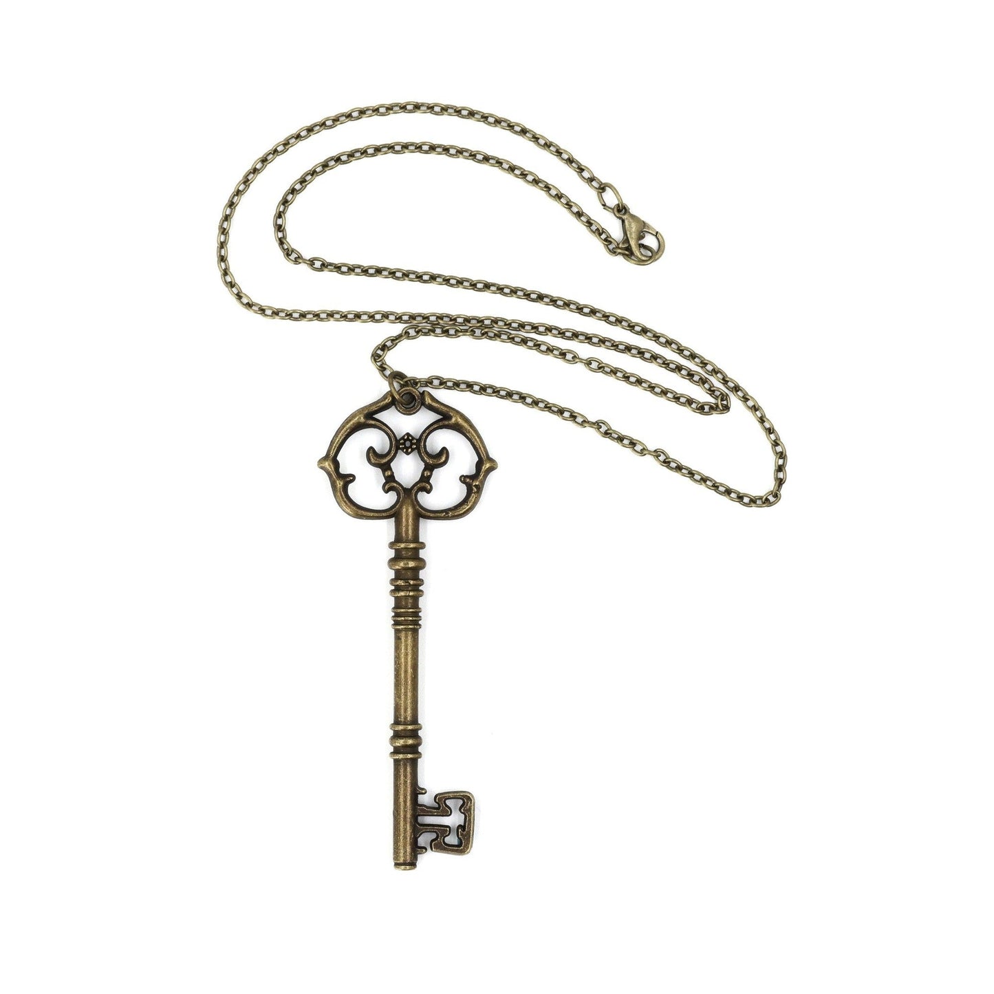 Antique Key Pendant Necklace in Gift Box (Aged Brass Tone or Silver) by The Bullish Store - I Bought a Yard Sale