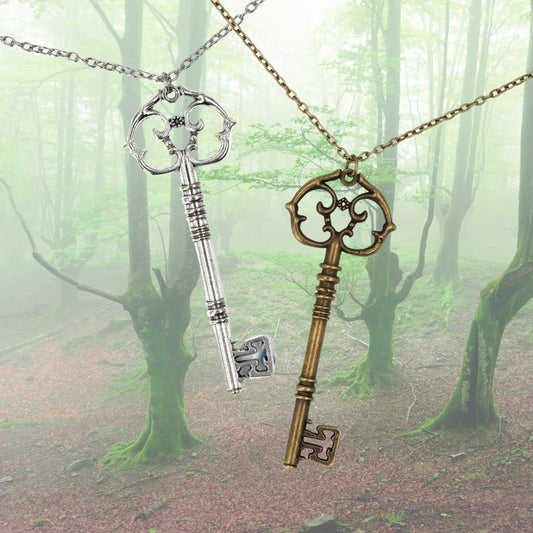 Antique Key Pendant Necklace in Gift Box (Aged Brass Tone or Silver) by The Bullish Store - I Bought a Yard Sale