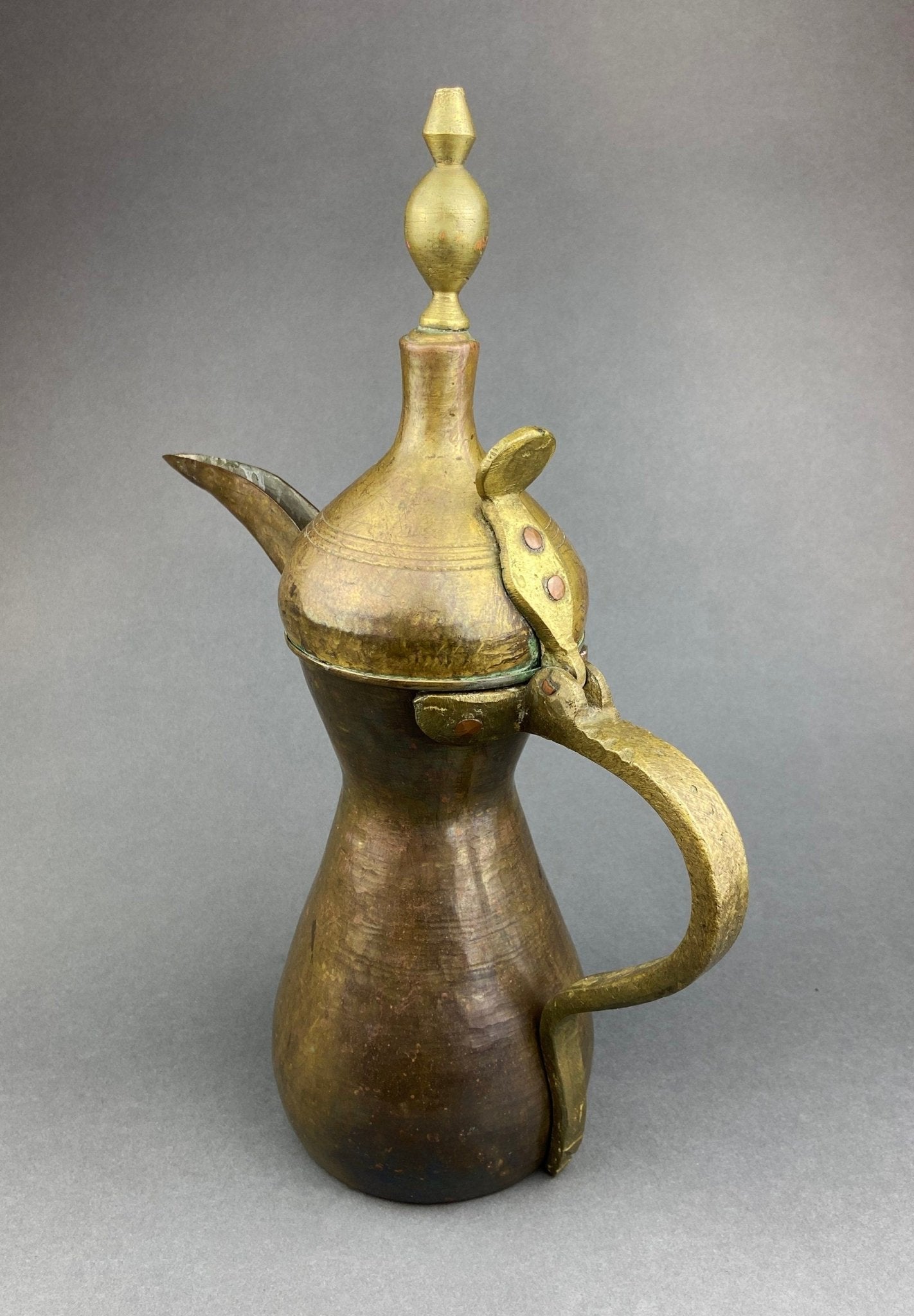 Antique Large Aftaba. Primitive, Hand Hammered Brass Vessel for Water. Made in Northern India and Persia. Highly Collectible Pitcher. - I Bought a Yard Sale