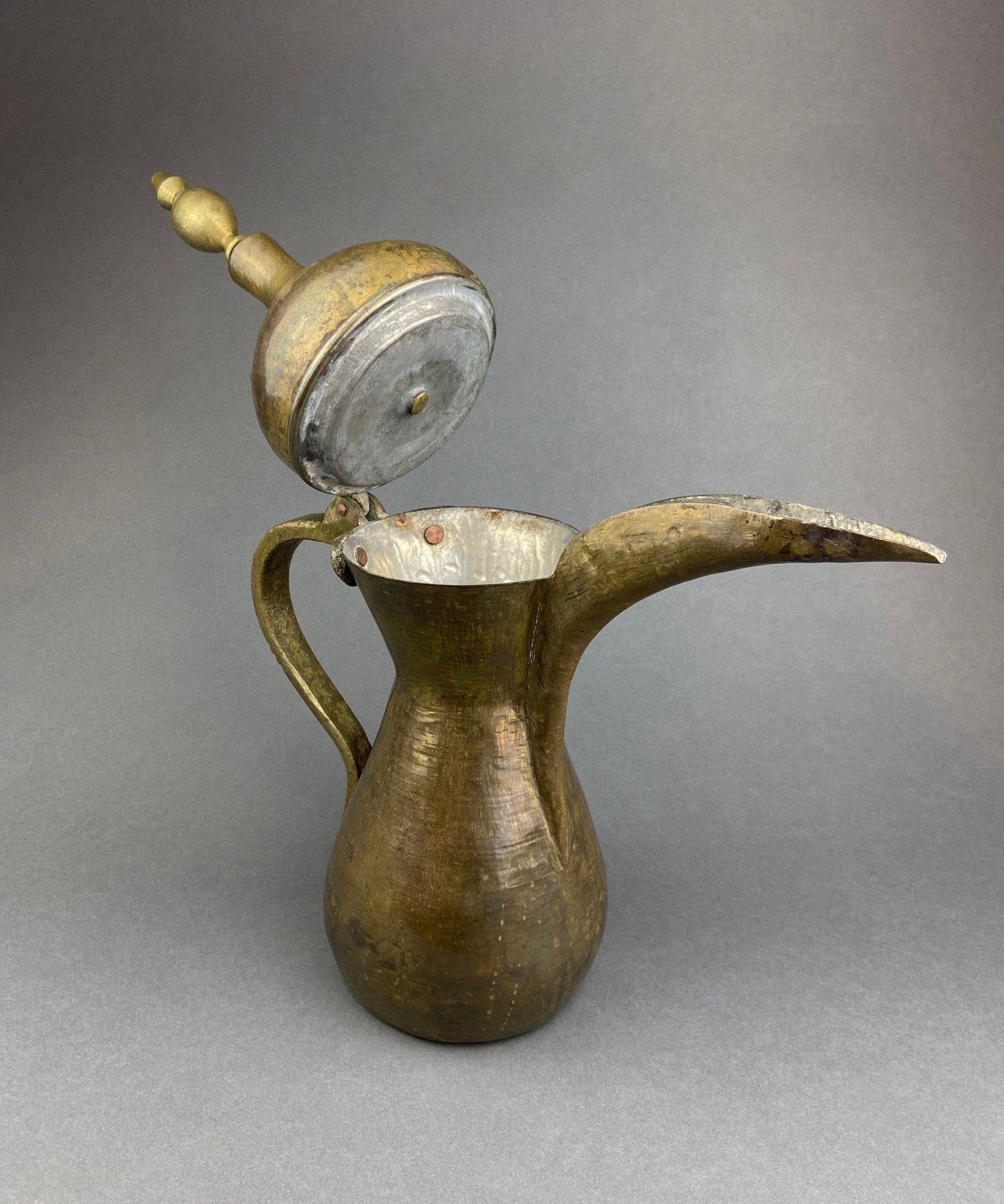 Antique Large Aftaba. Primitive, Hand Hammered Brass Vessel for Water. Made in Northern India and Persia. Highly Collectible Pitcher. - I Bought a Yard Sale