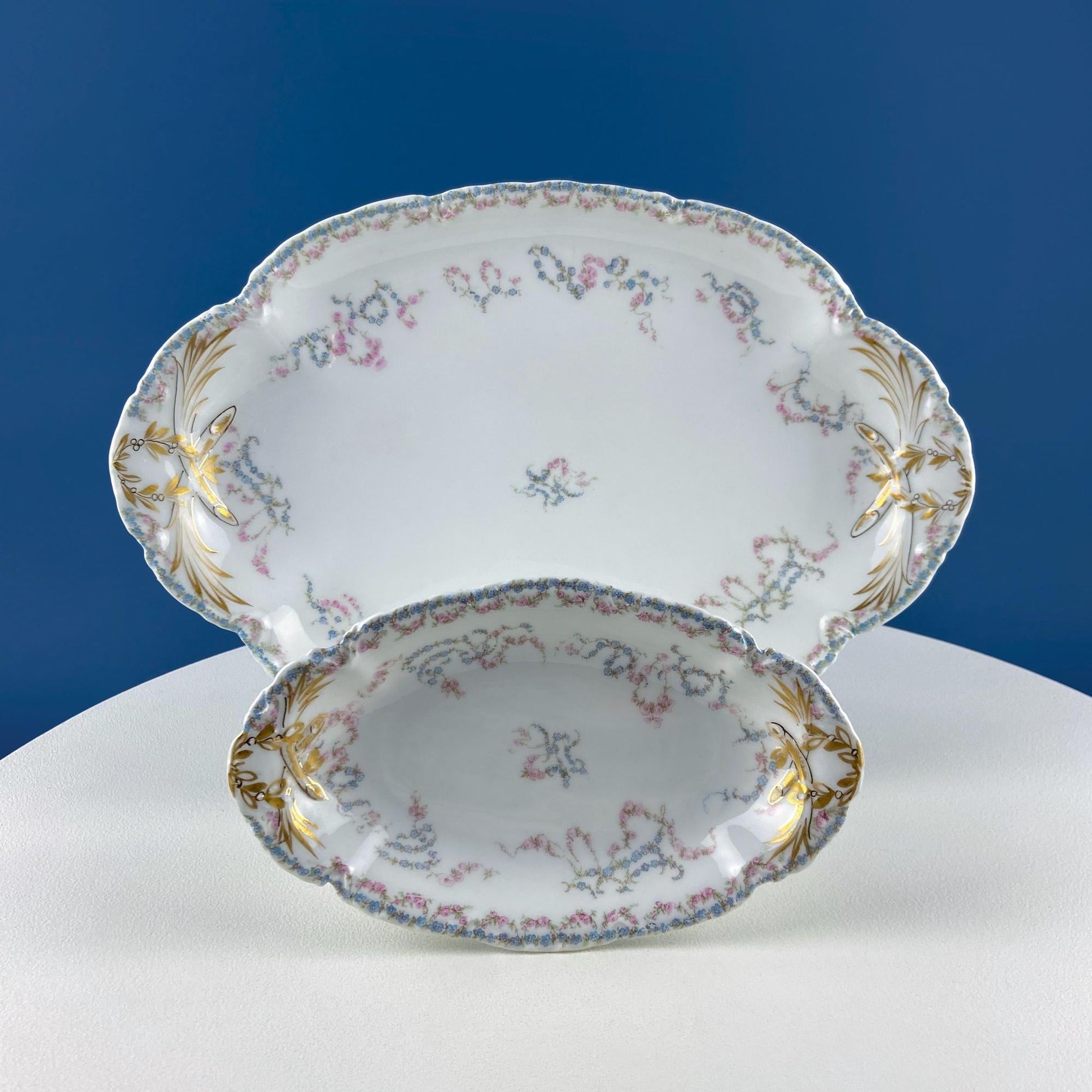 Antique Limoges Breakfast Lunch Dish Set for 8. Floral Motif: Forget - me - Nots Tea Roses. French Country Living. Dining Tea Room Decor. - I Bought a Yard Sale