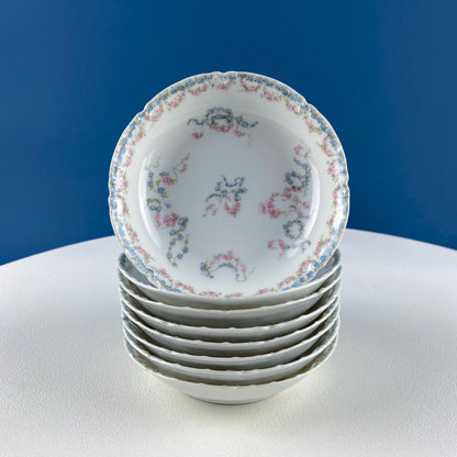 Antique Limoges Breakfast Lunch Dish Set for 8. Floral Motif: Forget - me - Nots Tea Roses. French Country Living. Dining Tea Room Decor. - I Bought a Yard Sale