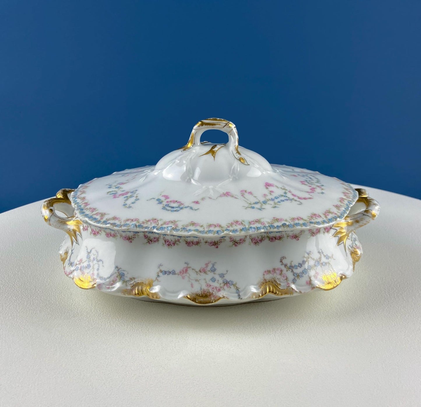 Antique Limoges Breakfast Lunch Dish Set for 8. Floral Motif: Forget - me - Nots Tea Roses. French Country Living. Dining Tea Room Decor. - I Bought a Yard Sale