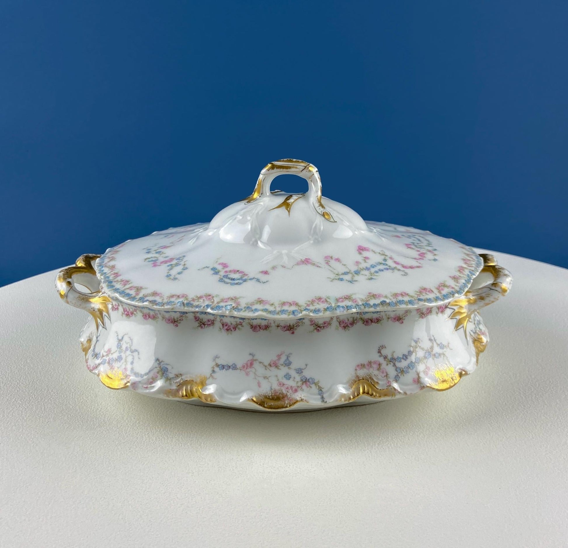 Antique Limoges Breakfast Lunch Dish Set for 8. Floral Motif: Forget - me - Nots Tea Roses. French Country Living. Dining Tea Room Decor. - I Bought a Yard Sale