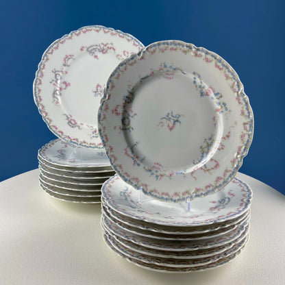 Antique Limoges Breakfast Lunch Dish Set for 8. Floral Motif: Forget - me - Nots Tea Roses. French Country Living. Dining Tea Room Decor. - I Bought a Yard Sale