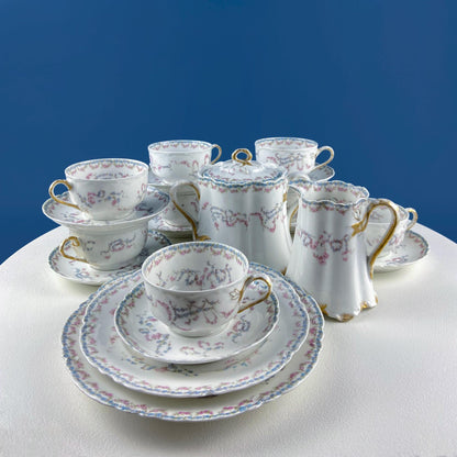 Antique Limoges Breakfast Lunch Dish Set for 8. Floral Motif: Forget - me - Nots Tea Roses. French Country Living. Dining Tea Room Decor. - I Bought a Yard Sale