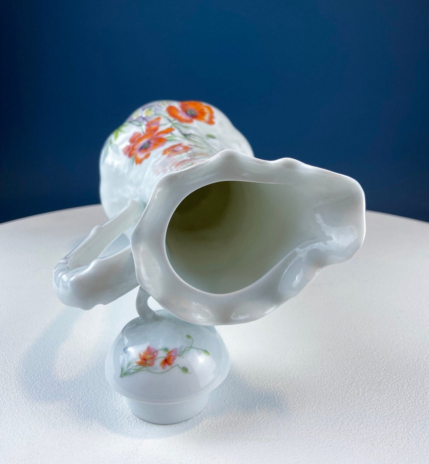 Antique Limoges Coffee Pot or TeaPot. Tall 12 - Inch Stunning Vase. Hand - Painted Red Poppies. Beautiful Silhouette. Bohemian Chic. - I Bought a Yard Sale