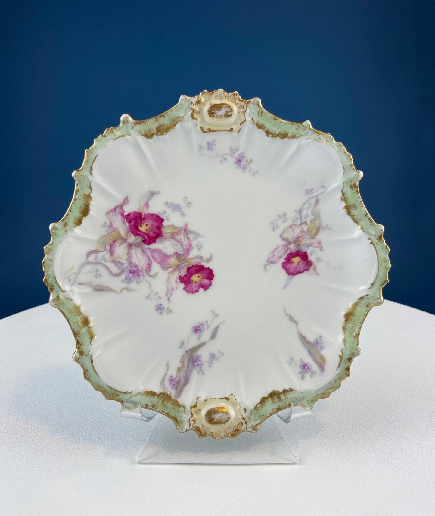 Antique Limoges Plate: Floral Roses, Indian Red Scalloped Rim - I Bought a Yard Sale