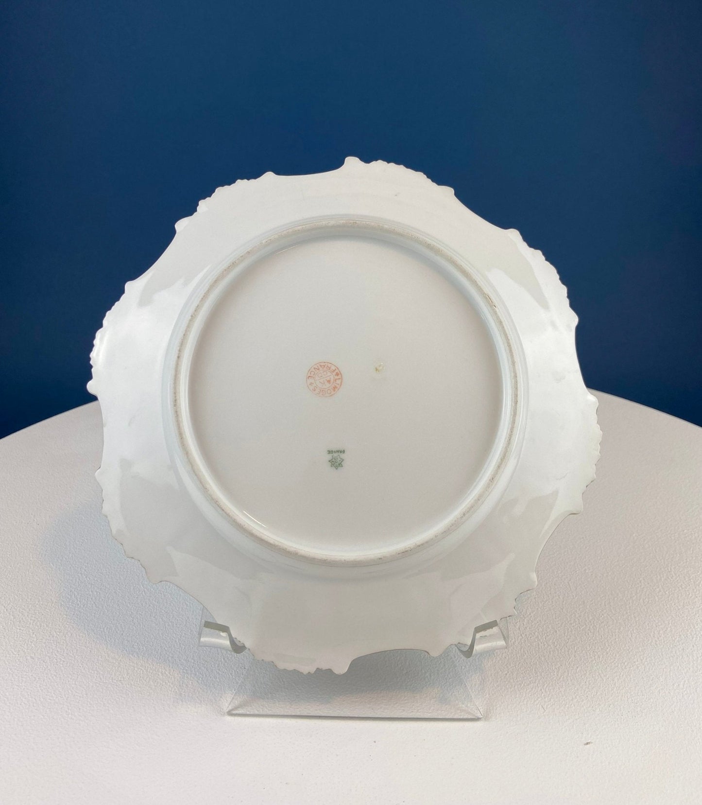 Antique Limoges Plate: Floral Roses, Indian Red Scalloped Rim - I Bought a Yard Sale