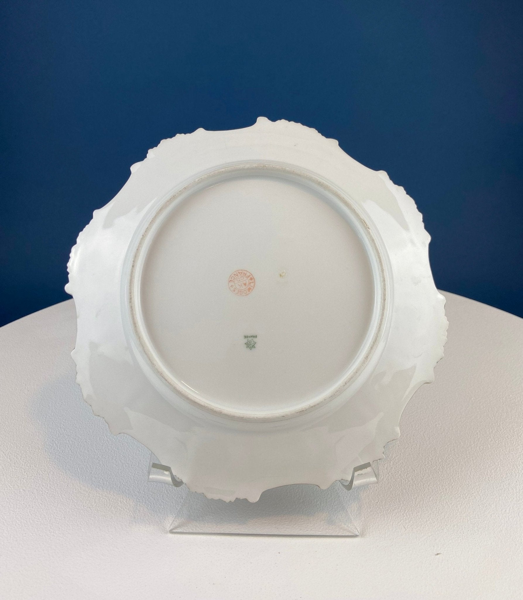 Antique Limoges Plate: Floral Roses, Indian Red Scalloped Rim - I Bought a Yard Sale