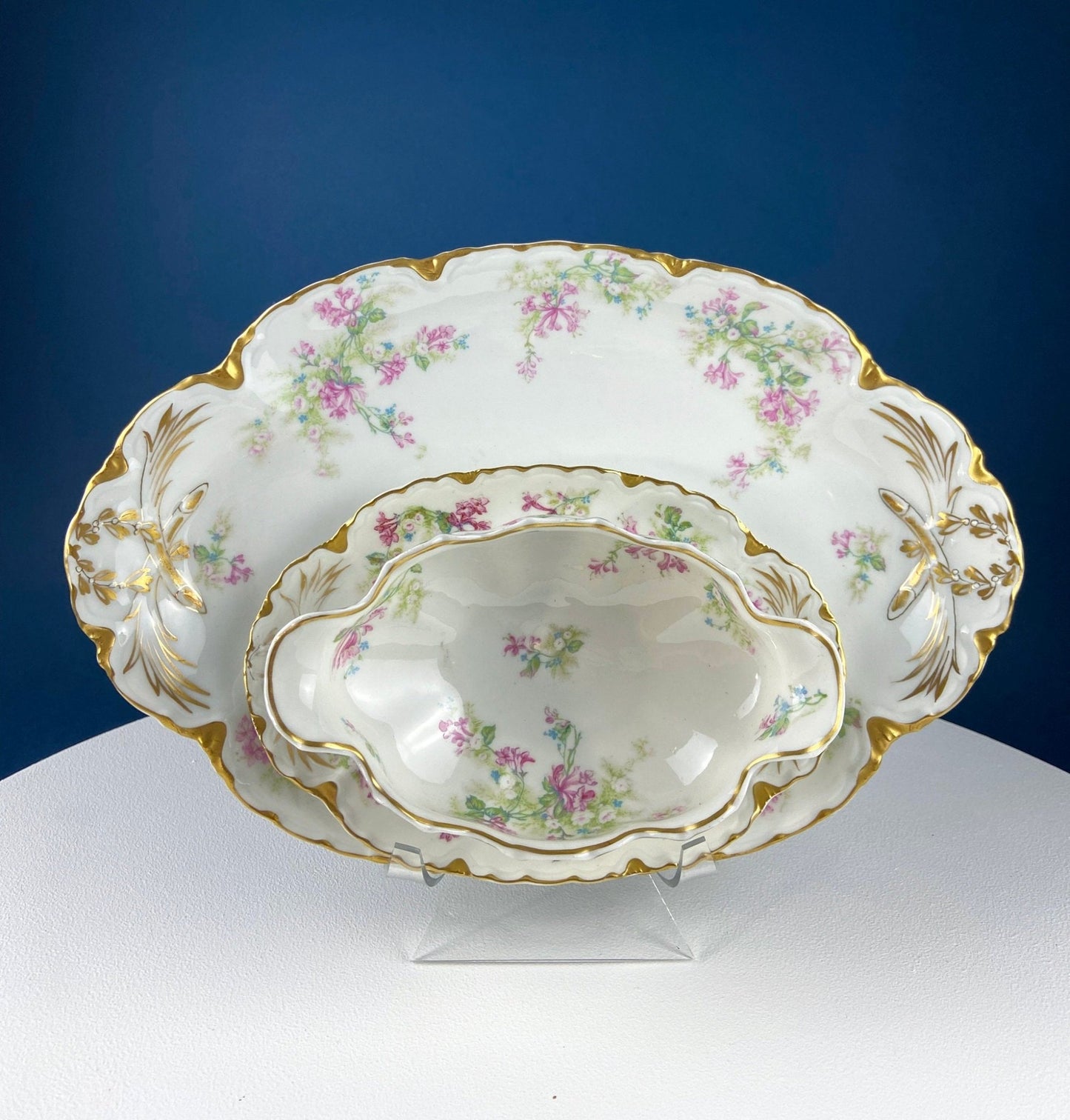 Antique Limoges Plate: Floral Roses, Indian Red Scalloped Rim - I Bought a Yard Sale