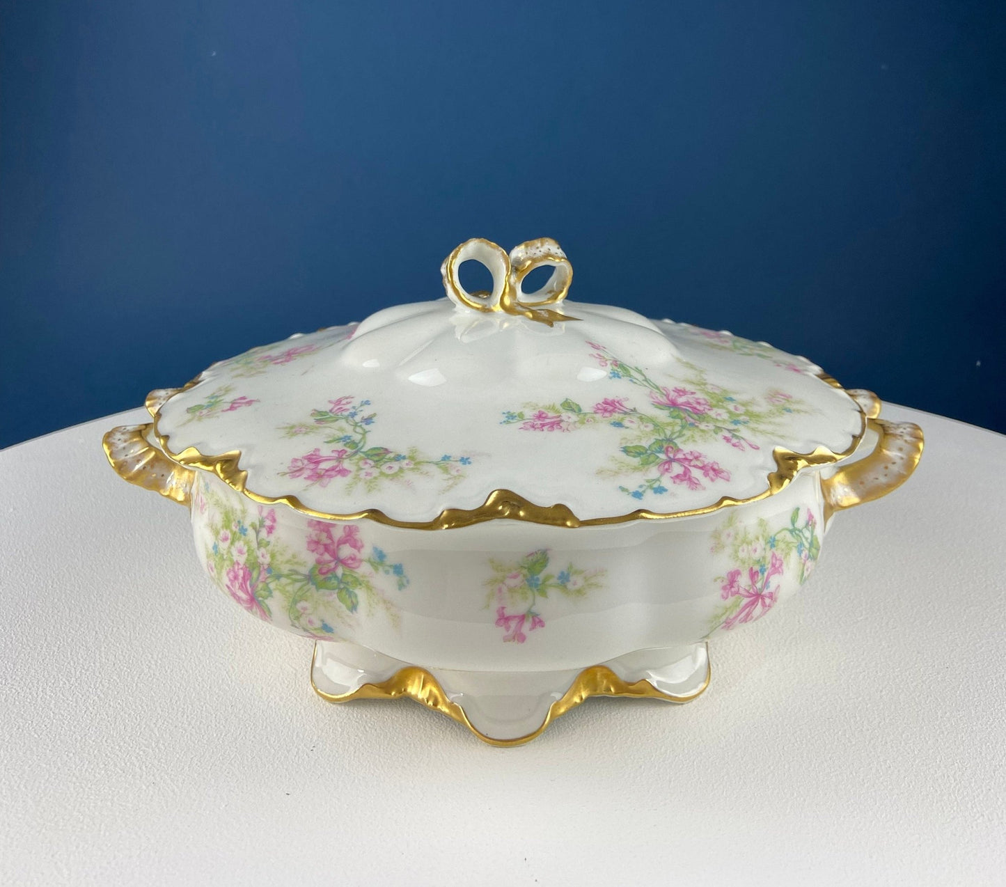 Antique Limoges Trio Tea Set. Floral Motif: Forget - me - nots, Honey Suckle, Roses. Rare Find. French Country Living. Luxurious Dining. - I Bought a Yard Sale