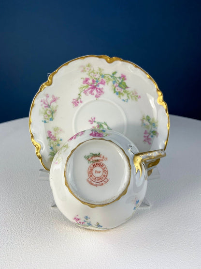 Antique Limoges Trio Tea Set. Floral Motif: Forget - me - nots, Honey Suckle, Roses. Rare Find. French Country Living. Luxurious Dining. - I Bought a Yard Sale