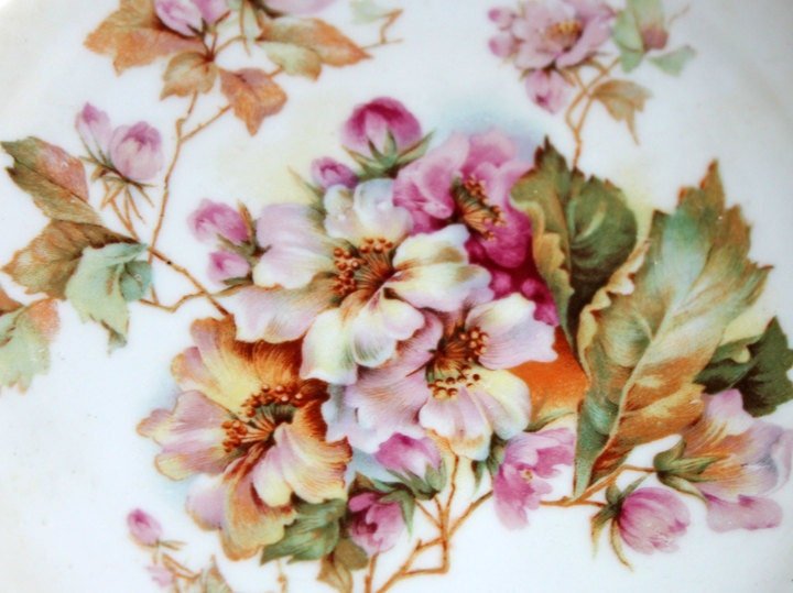 Antique Meissen Plate: Reticulated Hand - Painted Tea Rose Serving Platter - I Bought a Yard Sale