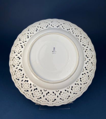 Antique Meissen Plate: Reticulated Hand - Painted Tea Rose Serving Platter - I Bought a Yard Sale