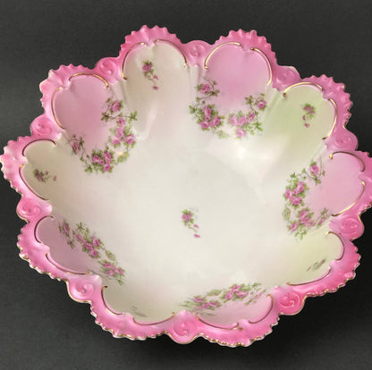 Antique M.Z. Austria Bowl: Hand - Decorated Roses, Scalloped Rim - I Bought a Yard Sale