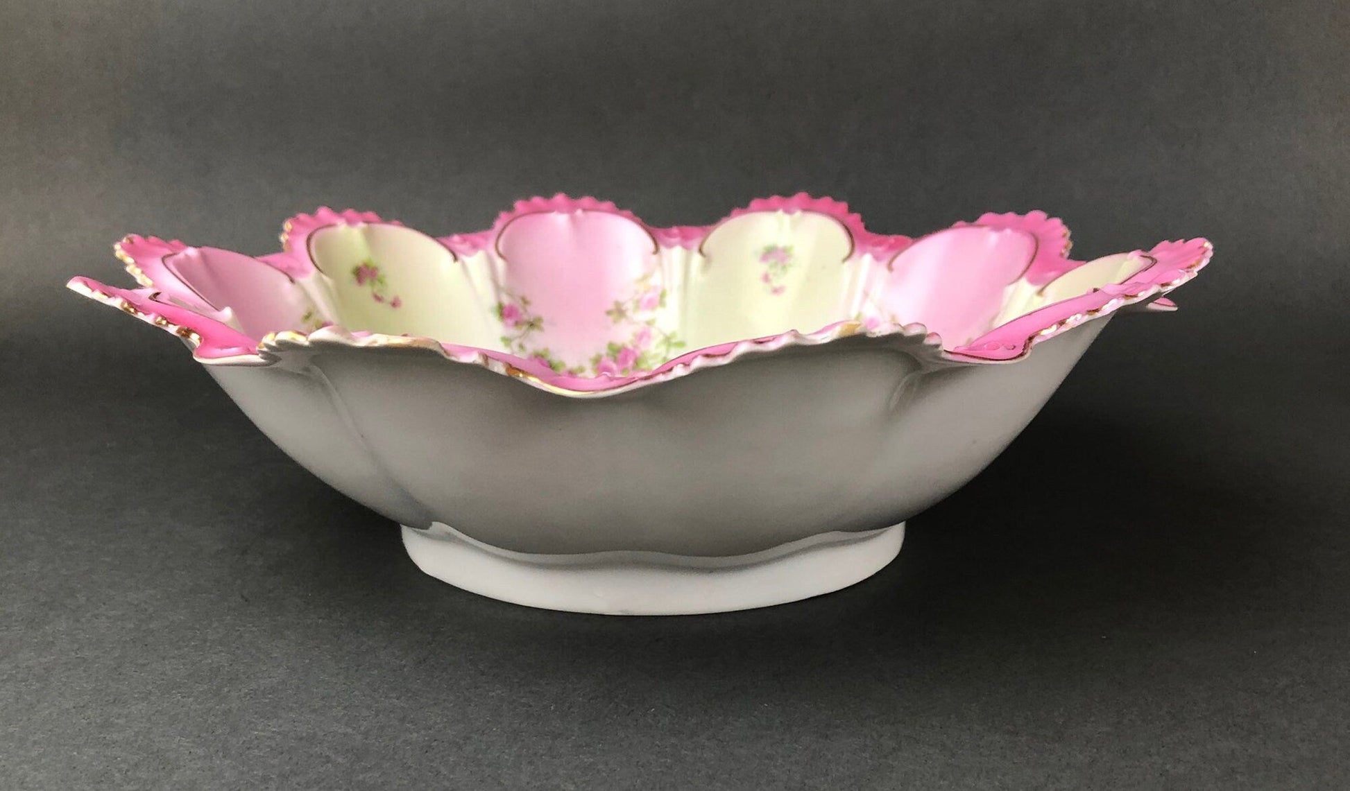 Antique M.Z. Austria Bowl: Hand - Decorated Roses, Scalloped Rim - I Bought a Yard Sale