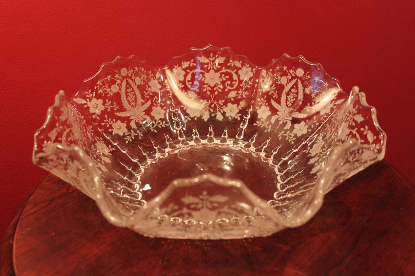 Antique New Martinsville Crystal Platter and Bowl with Prelude Pattern - I Bought a Yard Sale